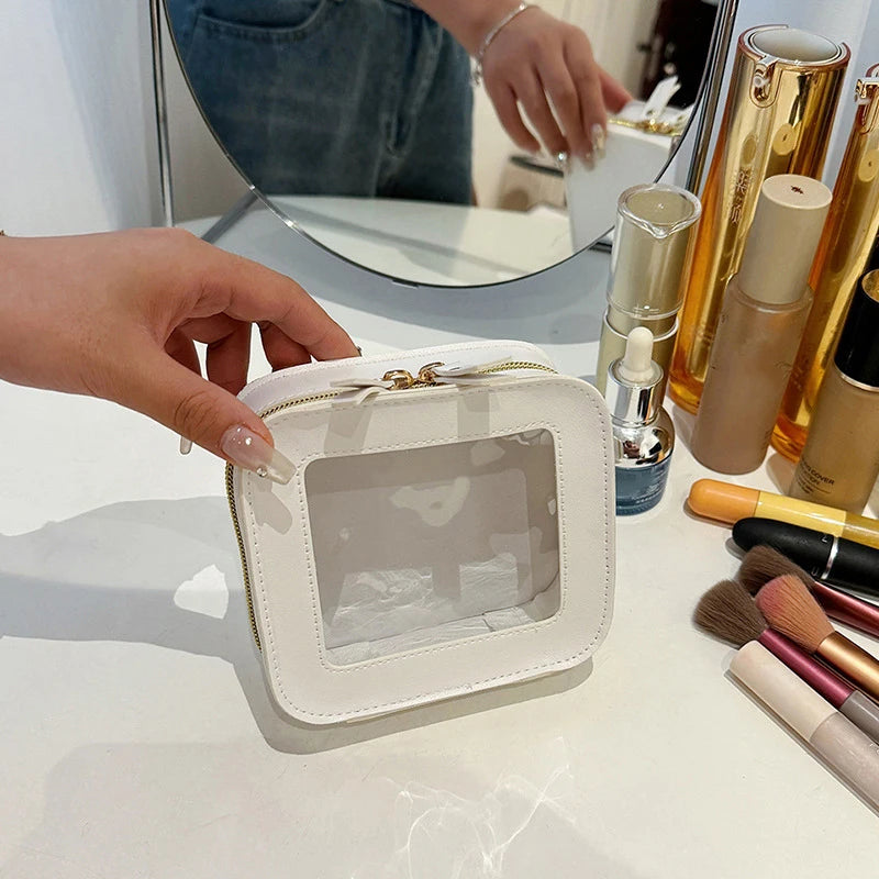 Small Cosmetic Bag for Purse Mini Makeup for Cute Clear Pouch Travel Organizer Case for Toiletry Waterproof Square Pouch Zipper