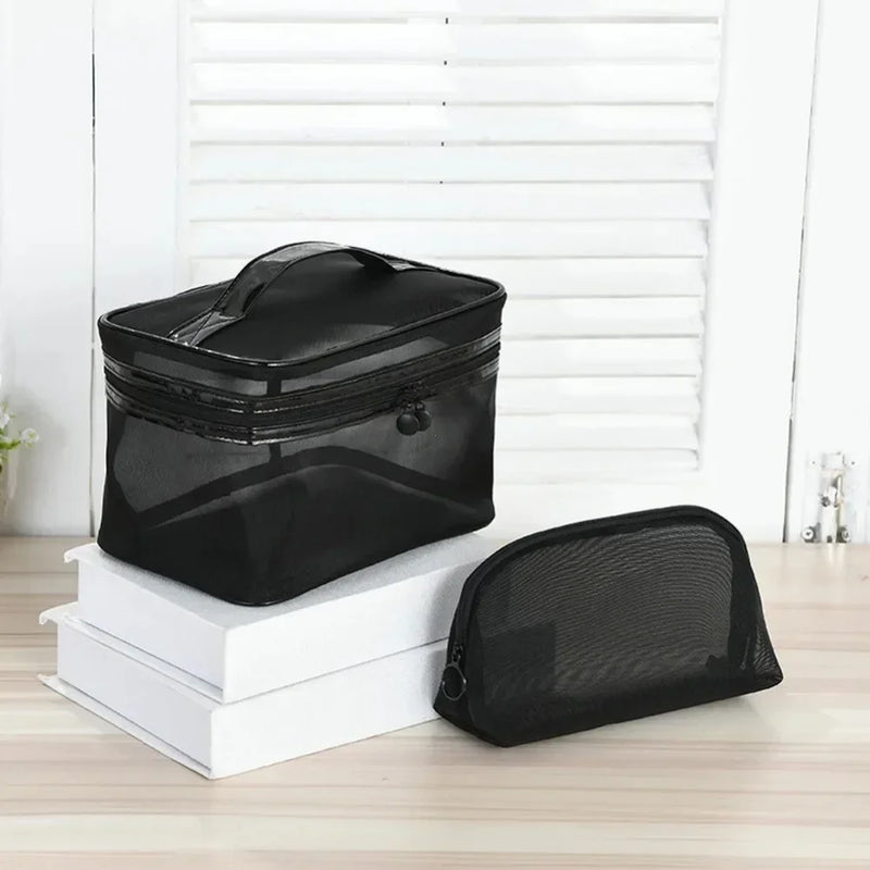 1PCS Women Men Necessary Portable Cosmetic Bag Transparent Travel Organizer Fashion Large Black Toiletry Bags Makeup Pouch