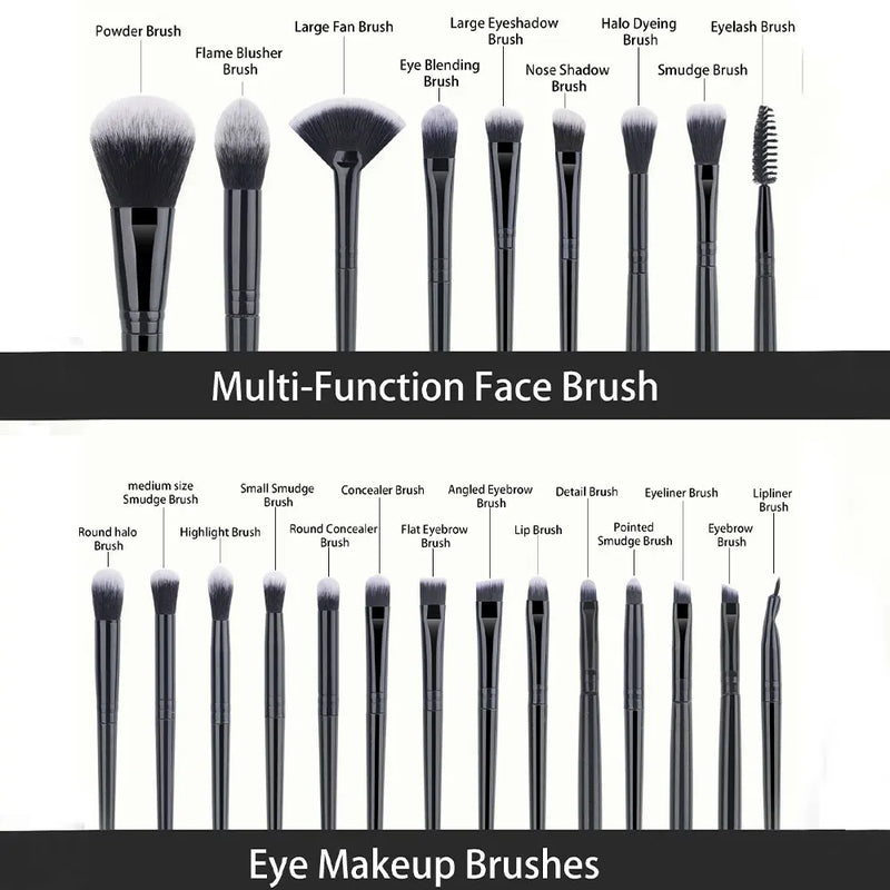 20pcs Vegan Makeup Brush Set, Soft Synthetic Bristles Powder Eyeshadow Concealer Brushes, Multi-Functional Beauty Tools