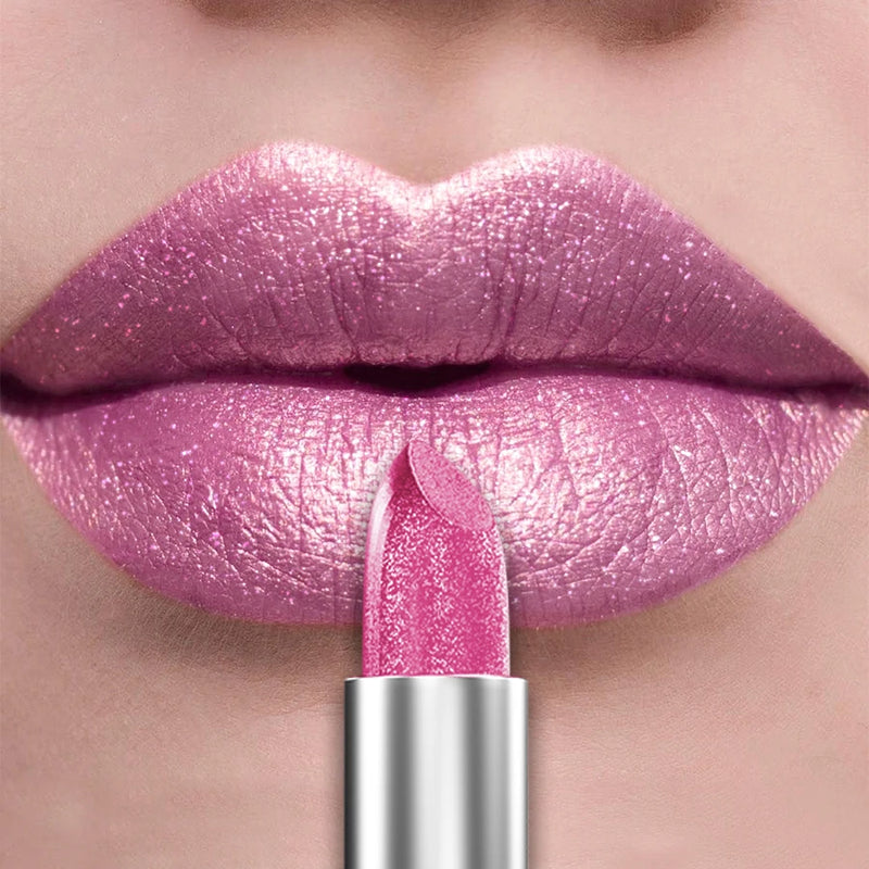 21Colors Bold & Intense Glitter Shiny Metallic Lipstick Pearlescent Lip Tint,Long Lasting Lip Senior Matte Lip Makeup Gifts for