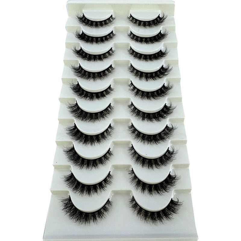 HBZGTLAD New 10 pairs 3D Mink Lashes Faux Mink Fluffy Lash Soft Full Thick Wispy Eyelash Dramatic False Eyelashes Makeup