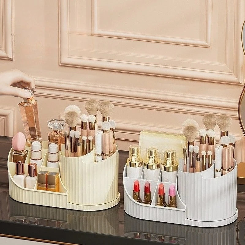 Rotating Makeup Organizer - Dustproof Multi-Use Cosmetic Carousel for Lipstick, Brushes & Tools | Vanity/Desktop Storage