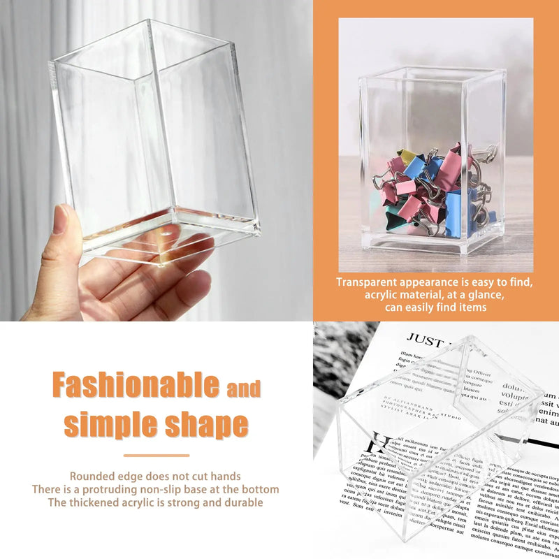 Clear Makeup Brush Holders Eyebrow Stationery Organizer for Office, Desk and Dressers Bathroom Desktop Storage Box