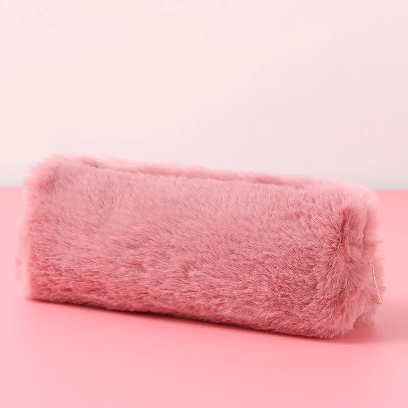 Fur Makeup Bags for Women Soft Travel Cosmetic Bag Organizer Case Young Lady Girls Make Up Case Necessaries 1 Pc Solid Handbags