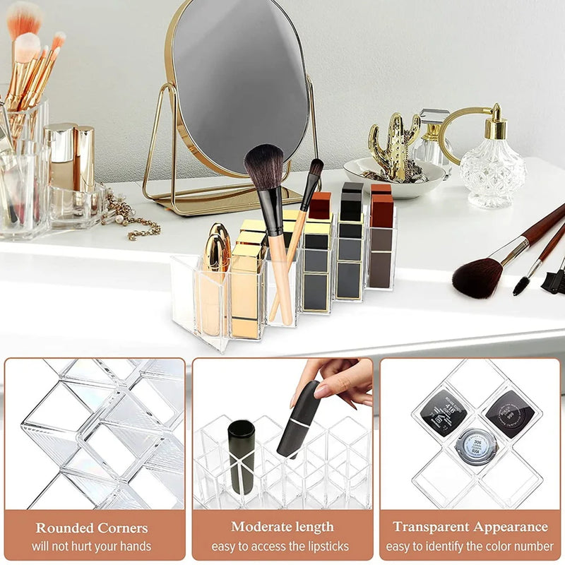 16 Grids Cosmetic Lipstick Jewelry Box Makeup Brushes Holder Lipstick Storage Box Acrylic Makeup Organizer Storage Case
