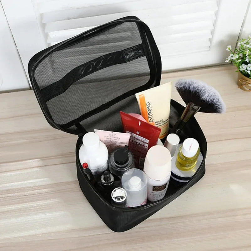 1PCS Women Men Necessary Portable Cosmetic Bag Transparent Travel Organizer Fashion Large Black Toiletry Bags Makeup Pouch