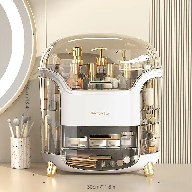 Desktop Makeup Organizer Transparent Jewelry Cosmetic Storage Box Dustproof Large Capacity Makeup Container Jewelry Lipstick Box