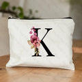 26 Letters Flower Makeup Bag Printed Bridesmaid Wedding Gift Graduation Teacher's Day Gift Storage Bag Travel perfume Side Bag