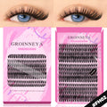 GROINNEYA DIY Lashes Extension Kit Individual Lashes Clusters Faux Mink Eyelash Extension Mix set with Lash Bond and Seal Makeup