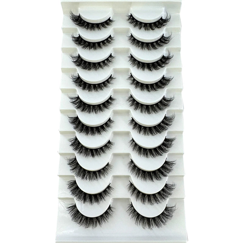 HBZGTLAD New 10 pairs 3D Mink Lashes Faux Mink Fluffy Lash Soft Full Thick Wispy Eyelash Dramatic False Eyelashes Makeup