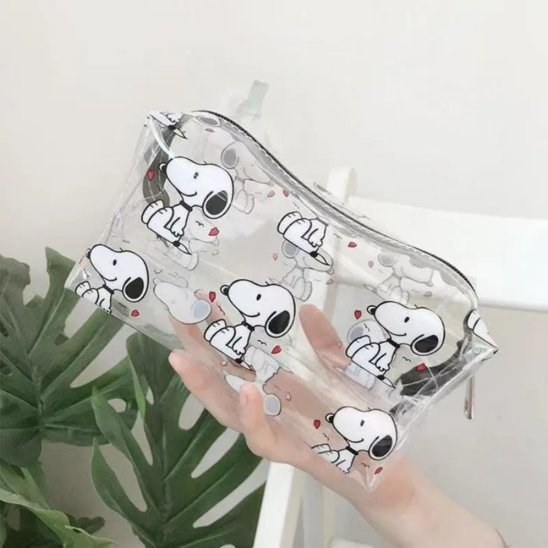 Cartoon Snoopy Outdoor Girl Makeup Bag Women Necessary Cosmetic Bag Transparent Travel Organizer Fashion Small Toiletry Pouch
