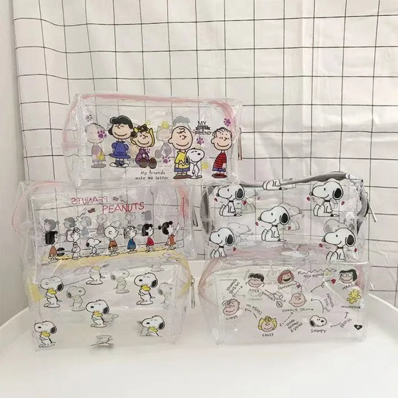 Cartoon Snoopy Outdoor Girl Makeup Bag Women Necessary Cosmetic Bag Transparent Travel Organizer Fashion Small Toiletry Pouch