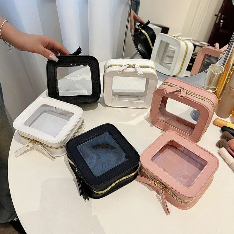 Small Cosmetic Bag for Purse Mini Makeup for Cute Clear Pouch Travel Organizer Case for Toiletry Waterproof Square Pouch Zipper
