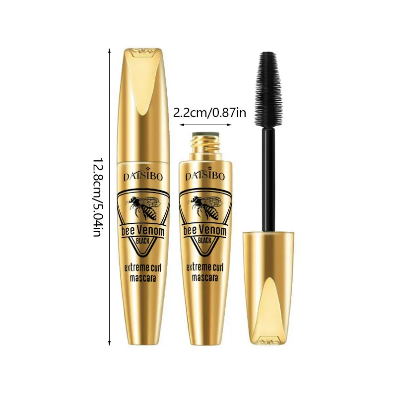 5D Waterproof Mascara Lengthens Eyelashes Extension Black Silk Fiber Mascara Female Makeup Cosmetic Bee Venom Curled Masc