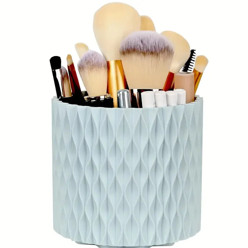 360° Rotating 5 Slot Makeup Brushes Holder Organizer Multi-Functional Desk Storage Cosmetics Storage for Vanity Desktop Bathroom