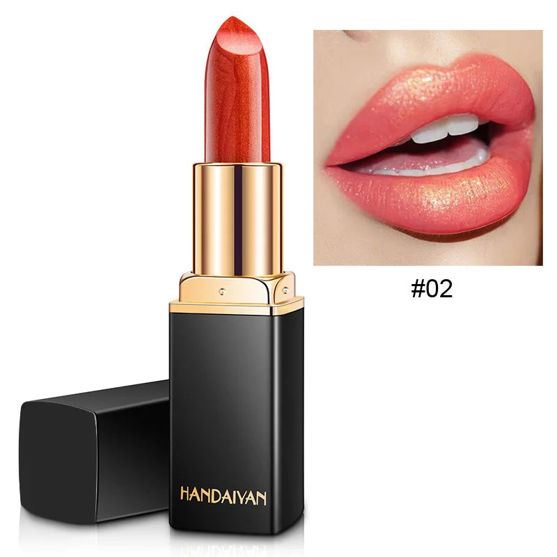 Ariel's Nine-color Transformative Lip Gloss: Sparkling Metallic Pearl Finish, Customizable Golden Hue