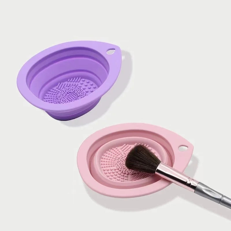 Silicone Makeup Brush Cleaner Foldable Cosmetic Brush Cleaning Bowl Powder Puff Beauty Sponge Washing Mat Brushes Scrubber Pad