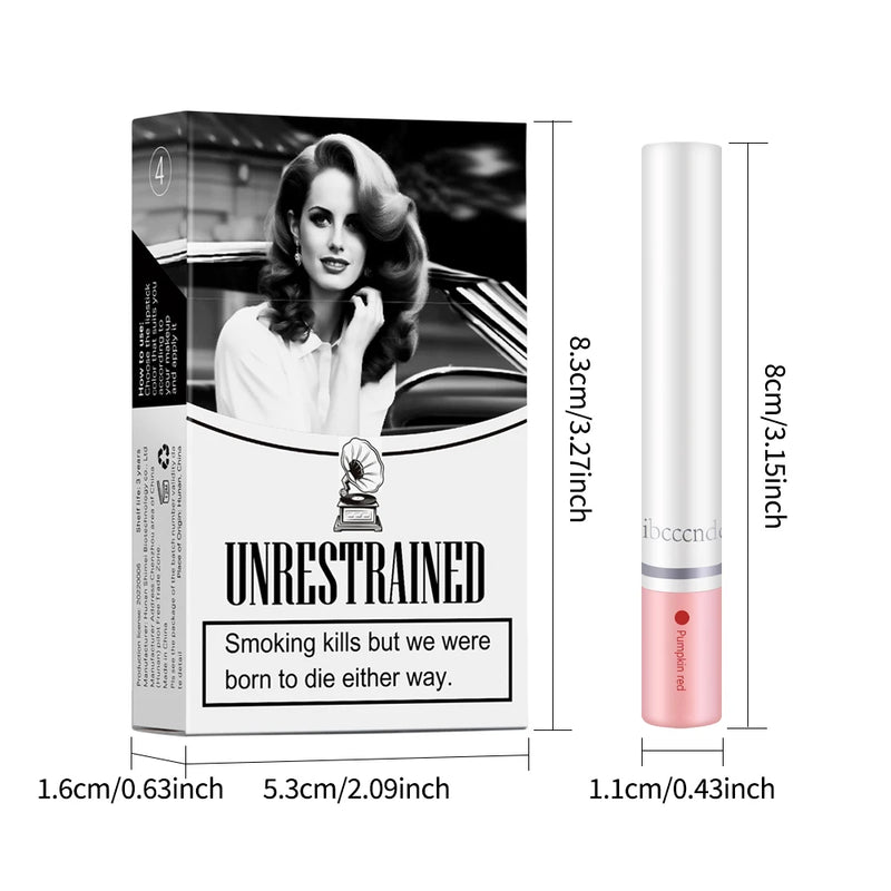 4PCS/Set Creative Cigarette Lipstick Set Matte Long Lasting Waterproof Matt Lip Stick Tube Nude Red Velvet Lip Tint Makeup