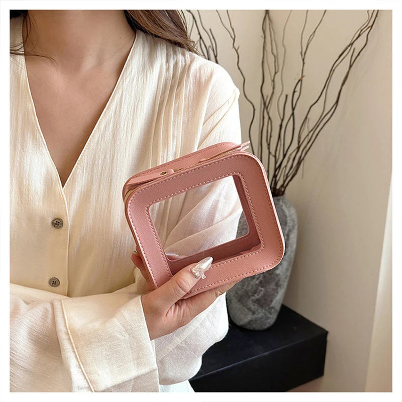 Small Cosmetic Bag for Purse Mini Makeup for Cute Clear Pouch Travel Organizer Case for Toiletry Waterproof Square Pouch Zipper