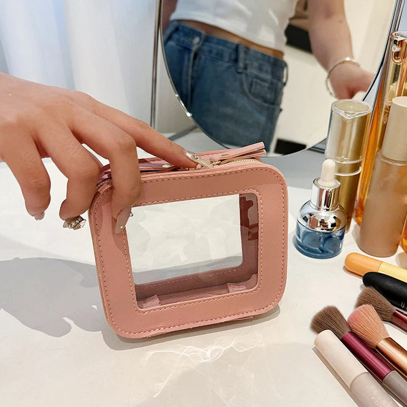 Small Cosmetic Bag for Purse Mini Makeup for Cute Clear Pouch Travel Organizer Case for Toiletry Waterproof Square Pouch Zipper