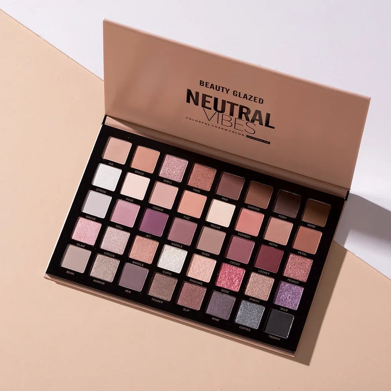 BEAUTY GLAZED NEUTRAL VIBES Matte 40 Colors Highlight Shimmer Eye Shadow Cosmetics Palette Glitter Eyeshadow palette