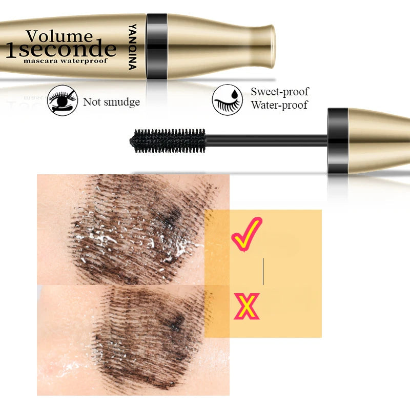 YANQINA Yanqina Gold Tube Mascara Waterproof, Slender and Non-smudging Three-in-one 3D Mascara Silicone Brush