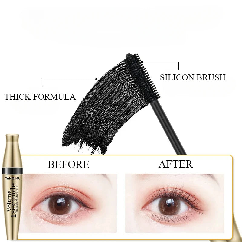 YANQINA Yanqina Gold Tube Mascara Waterproof, Slender and Non-smudging Three-in-one 3D Mascara Silicone Brush