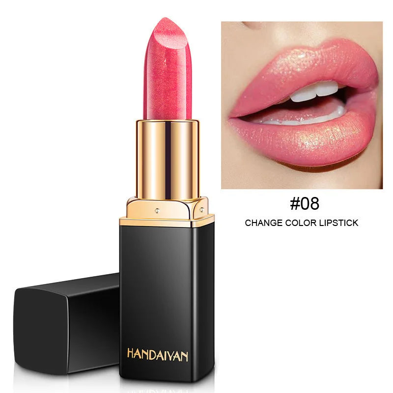 Ariel's Nine-color Transformative Lip Gloss: Sparkling Metallic Pearl Finish, Customizable Golden Hue