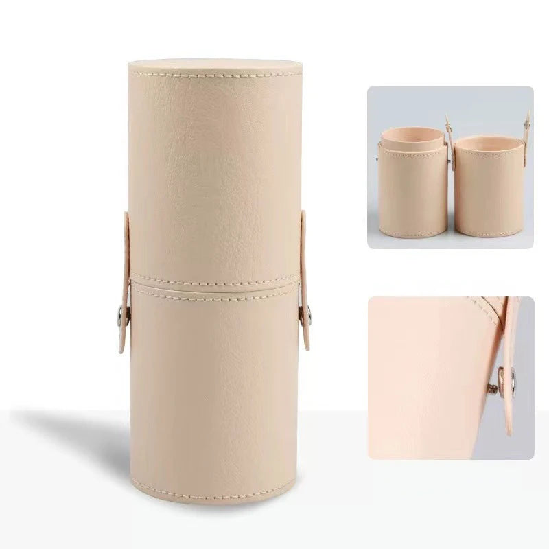 PU Leather Makeup Brush Bucket Portable Travel Cosmetic Bag Multi-Function Dust-Proof Waterproof Makeup Brush Cylinder