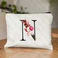 26 Letters Flower Makeup Bag Printed Bridesmaid Wedding Gift Graduation Teacher's Day Gift Storage Bag Travel perfume Side Bag