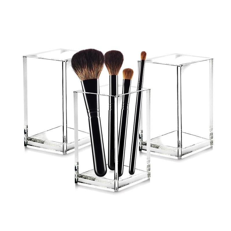 Clear Makeup Brush Holders Eyebrow Stationery Organizer for Office, Desk and Dressers Bathroom Desktop Storage Box
