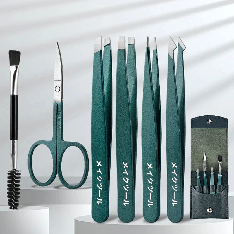 2/4/6Pcs Beauty Tools Eyebrow Tweezer Stainless Steel Hair Removal Clip for Eyelash Extension Tweezer Colorful Professional Make