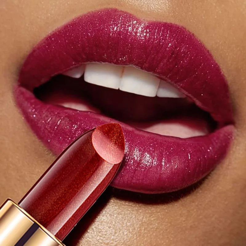 Ariel's Nine-color Transformative Lip Gloss: Sparkling Metallic Pearl Finish, Customizable Golden Hue