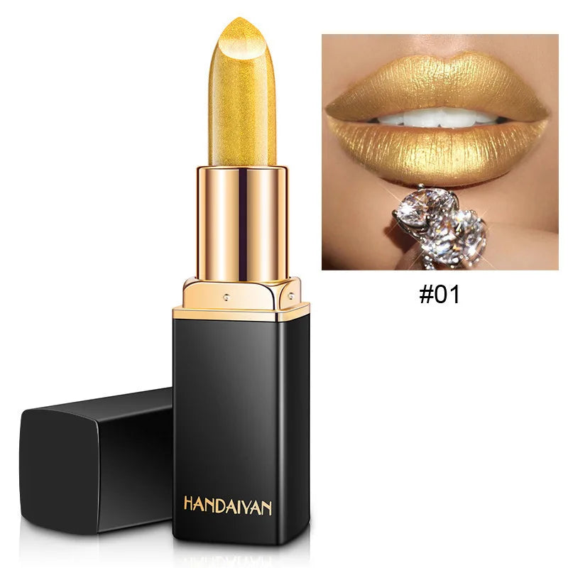 Ariel's Nine-color Transformative Lip Gloss: Sparkling Metallic Pearl Finish, Customizable Golden Hue