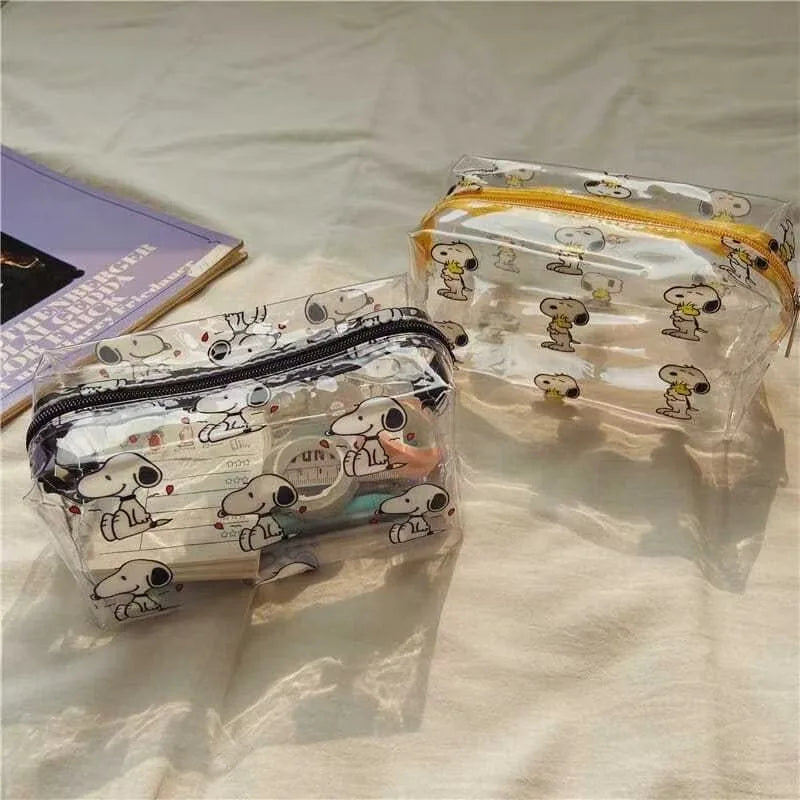 Cartoon Snoopy Outdoor Girl Makeup Bag Women Necessary Cosmetic Bag Transparent Travel Organizer Fashion Small Toiletry Pouch