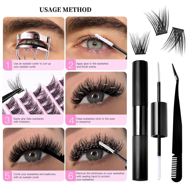 High Quality False Eyelash  Extension Kit Looks Natural DIV 120 Clusters DlY Eye lash For Beauty