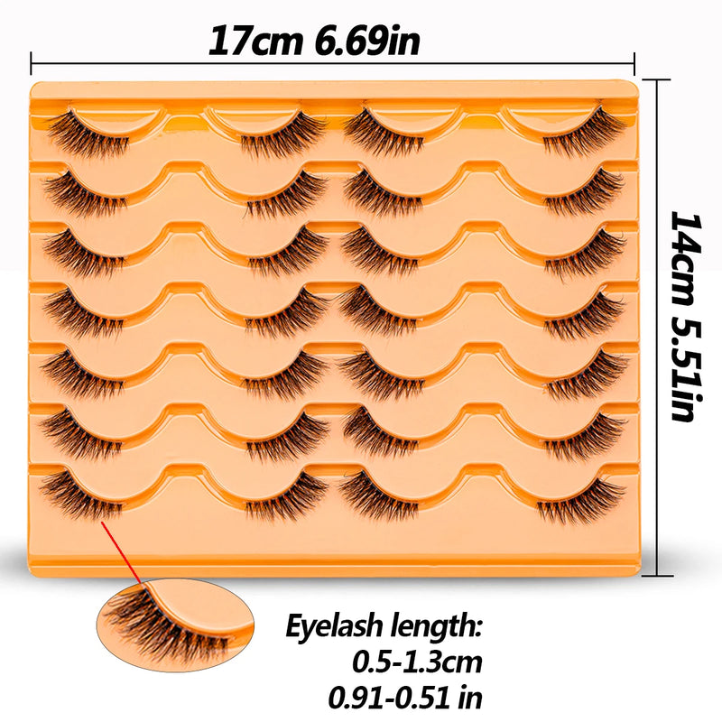 14 Pairs Half Eey Lashes Faux Mink Lashes Natural Fluffy  Eyelashes  Extension Fake Lashes Makeup Tool