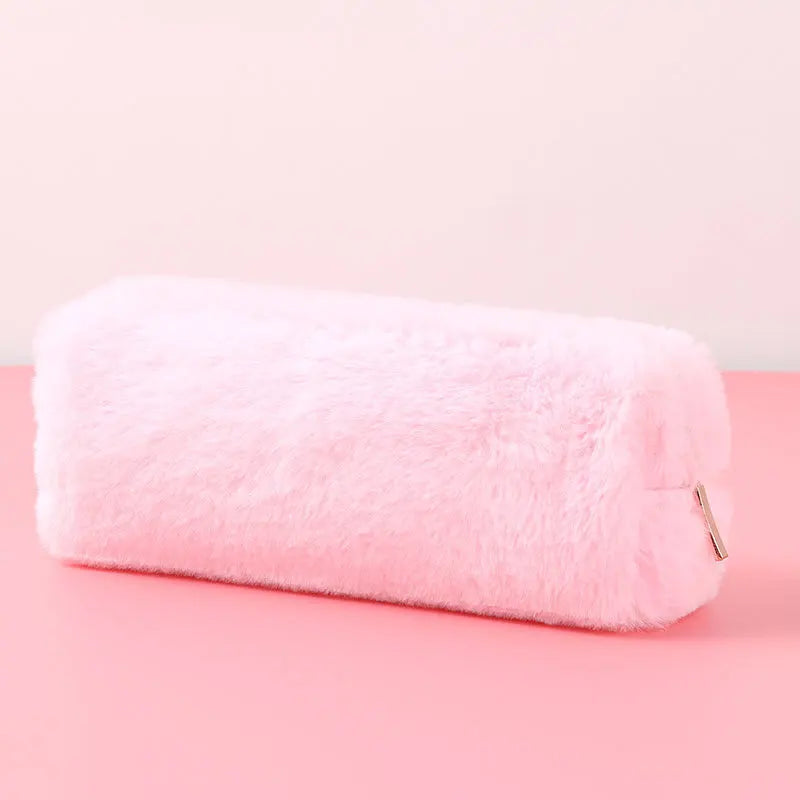Fur Makeup Bags for Women Soft Travel Cosmetic Bag Organizer Case Young Lady Girls Make Up Case Necessaries 1 Pc Solid Handbags