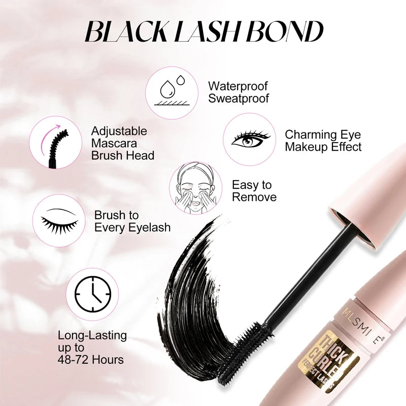 5 Colors Mascara Thick Long Curling Waterproof Liquid Fiber Mascara Long-lasting Mascara Eyelash Extension Large Eye Makeup.