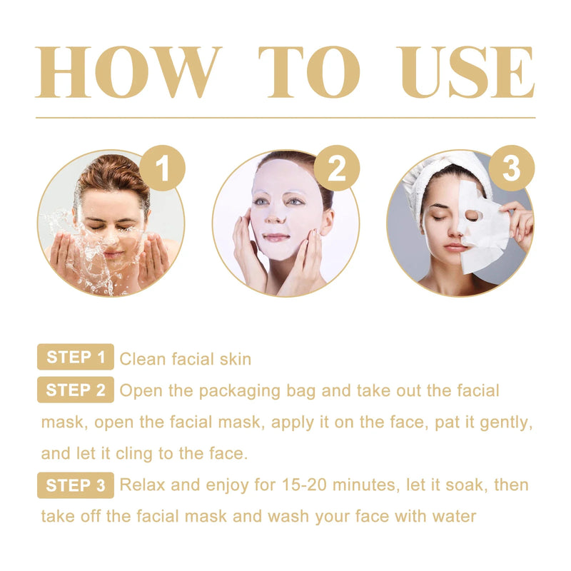 10PCS Collagen Anti Wrinkle Facial Mask Anti Aging Fade Fine Lines Firm Skin Moisturizing Brightening SkinCare Korean Cosmetics