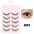 DINGSEN 5 Pairs Manga Lashes Eyes Lashes Soft Natural Long Eyelashes Fake Lashes Anime Wispy Strip False Eyelashes Makeup