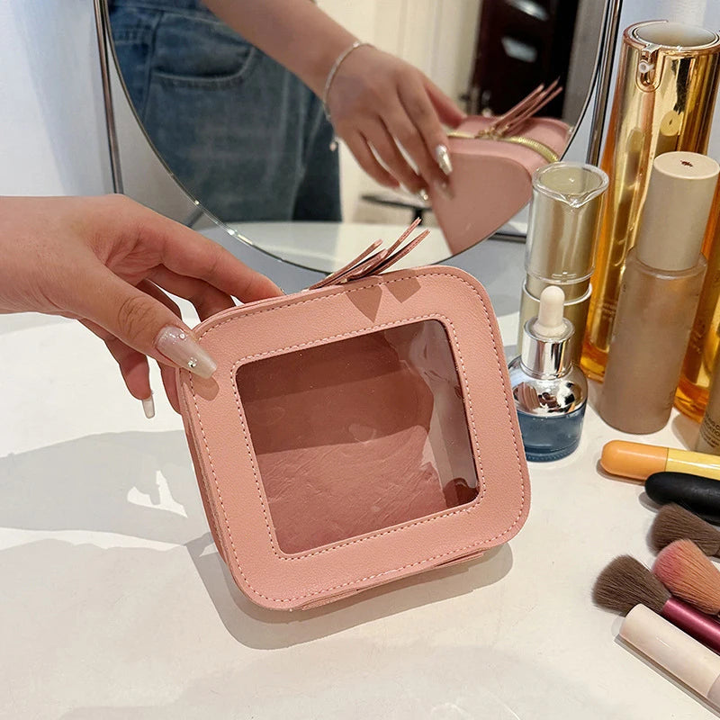 Small Cosmetic Bag for Purse Mini Makeup for Cute Clear Pouch Travel Organizer Case for Toiletry Waterproof Square Pouch Zipper