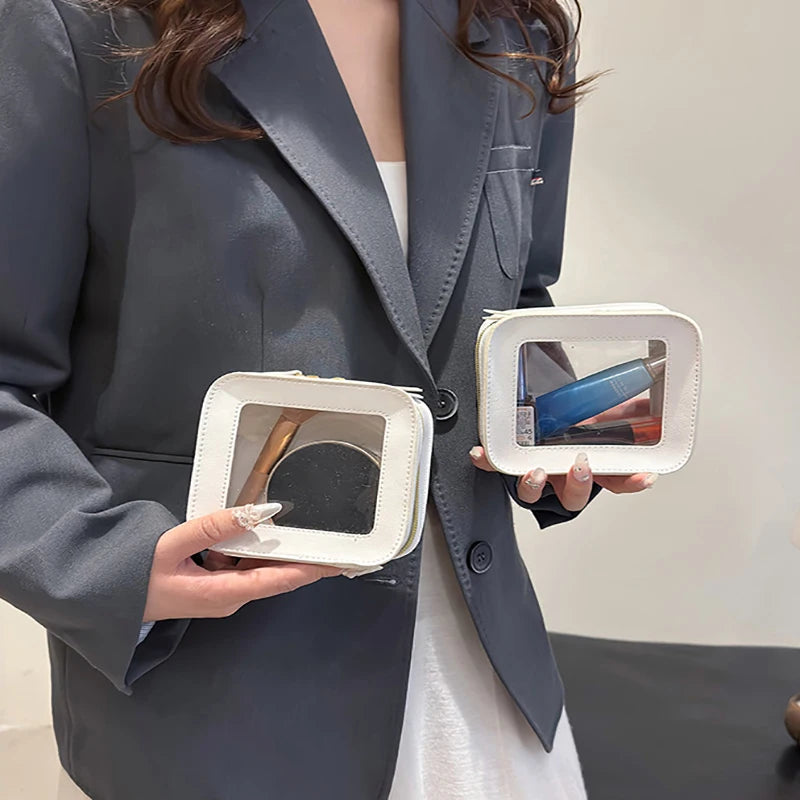 Small Cosmetic Bag for Purse Mini Makeup for Cute Clear Pouch Travel Organizer Case for Toiletry Waterproof Square Pouch Zipper