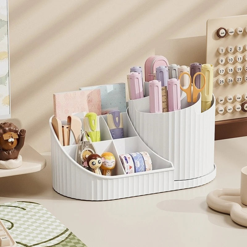 Rotating Makeup Organizer - Dustproof Multi-Use Cosmetic Carousel for Lipstick, Brushes & Tools | Vanity/Desktop Storage