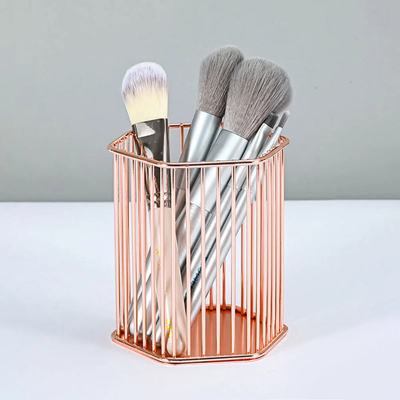 1 metal iron makeup brush storage bucket/office stationery storage basket/stainless steel multi-function storage box
