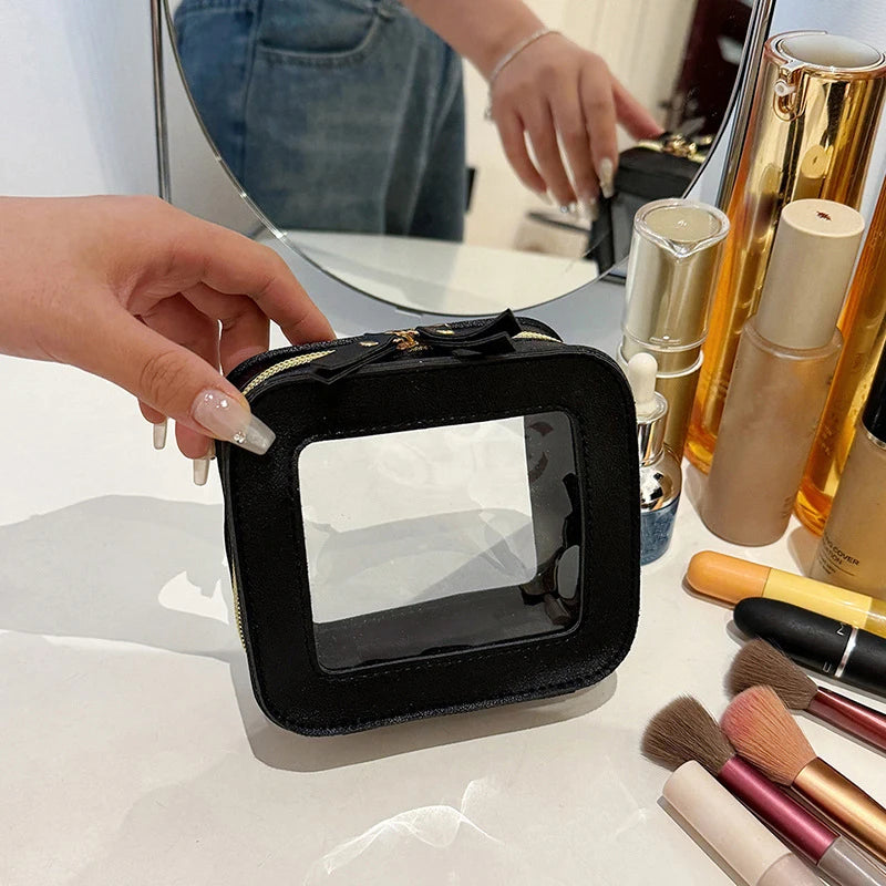 Small Cosmetic Bag for Purse Mini Makeup for Cute Clear Pouch Travel Organizer Case for Toiletry Waterproof Square Pouch Zipper