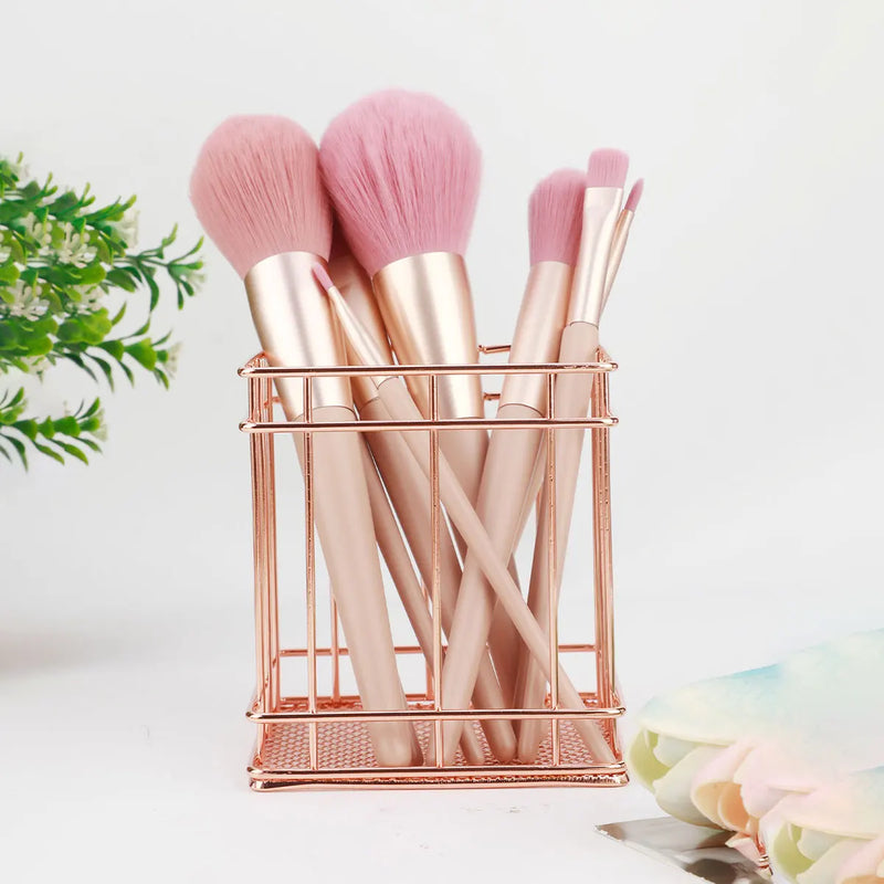 1 metal iron makeup brush storage bucket/office stationery storage basket/stainless steel multi-function storage box