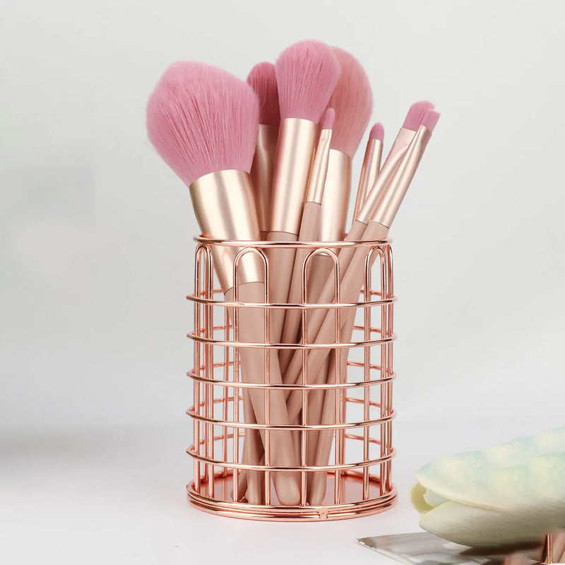 1 metal iron makeup brush storage bucket/office stationery storage basket/stainless steel multi-function storage box
