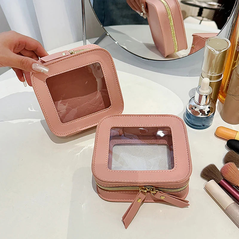 Small Cosmetic Bag for Purse Mini Makeup for Cute Clear Pouch Travel Organizer Case for Toiletry Waterproof Square Pouch Zipper