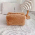Fur Makeup Bags for Women Soft Travel Cosmetic Bag Organizer Case Young Lady Girls Make Up Case Necessaries 1 Pc Solid Handbags